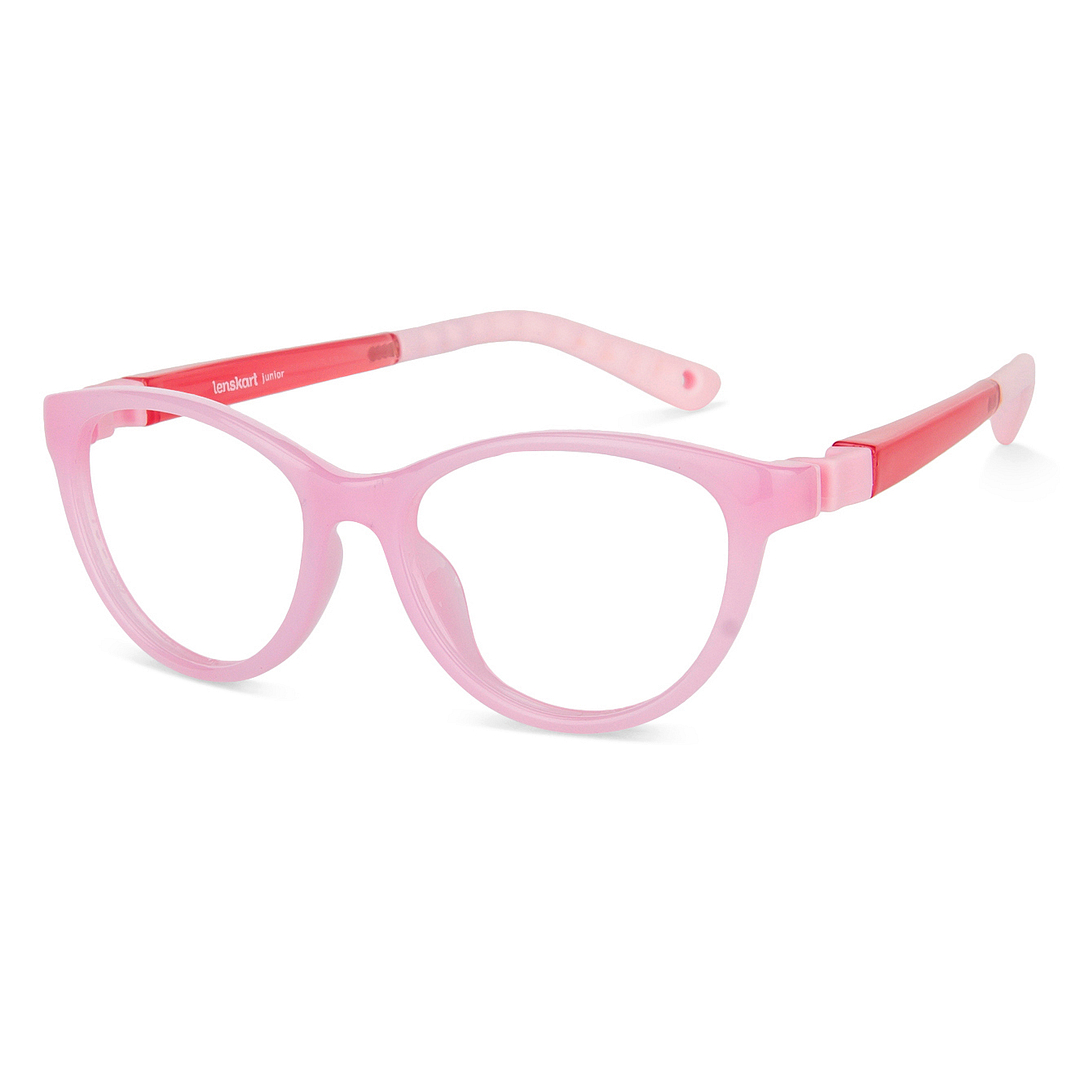 Hooper Screen Glasses Blue-Block Kids Computer Glasses: Pink Red Full Rim Cat Eye Kids  5-8 yrs  Lenskart Junior LKJ E10042CE-C2 left side